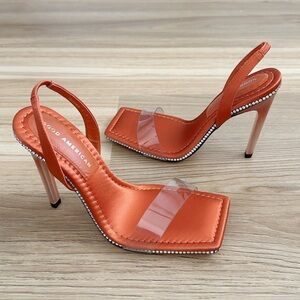 NEW Good American Crystal Crush Heel Sandals